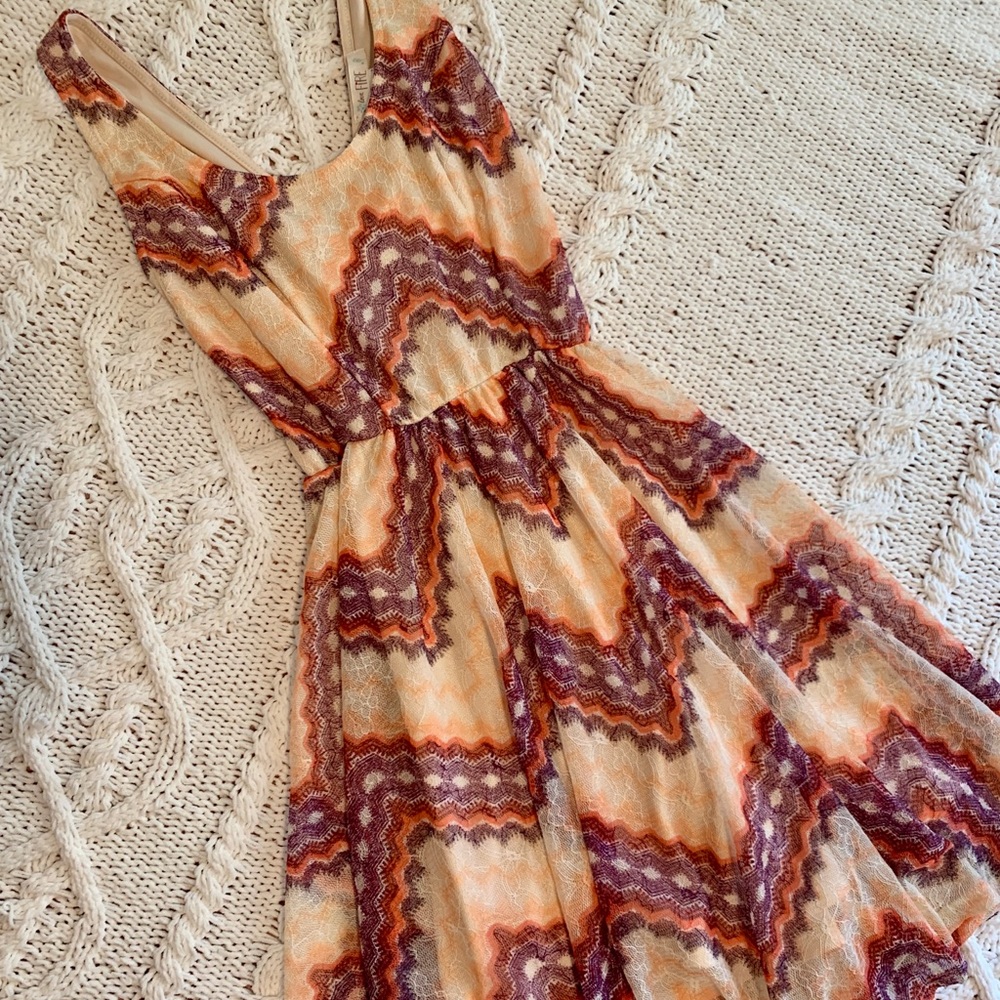 {Love, Fire} Chevron Cut-out Fit & Flare Dress